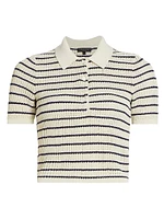 Viola Stripe Crop Polo Shirt