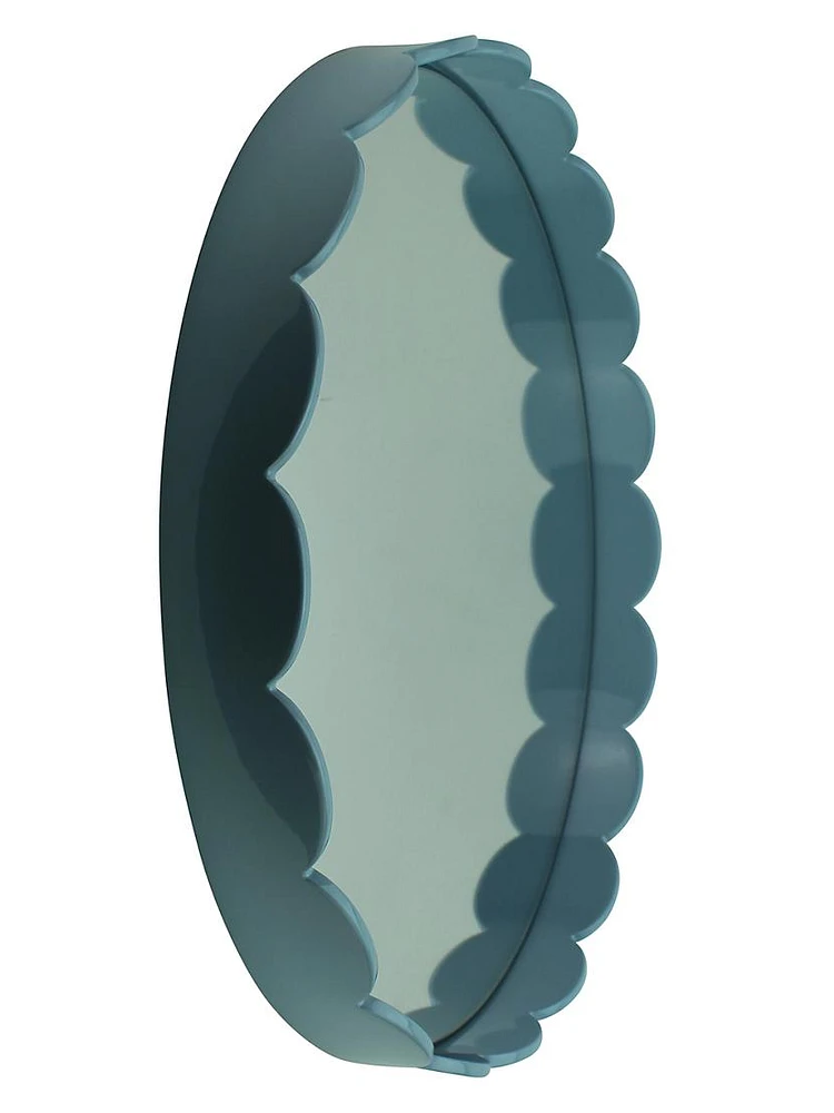 Scalloped-Edge Round Wall Mirror
