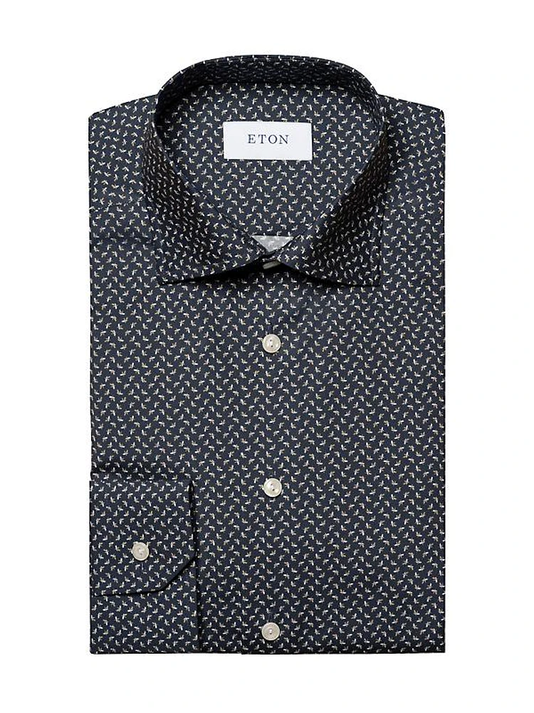 Slim-Fit Micro Banana Print Shirt