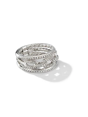 Stax Three Row Chain Link Ring 18K White Gold