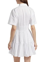 Greta Smocked Poplin Mini Shirtdress