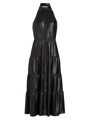 Miranda Faux-Leather Midi-Dress