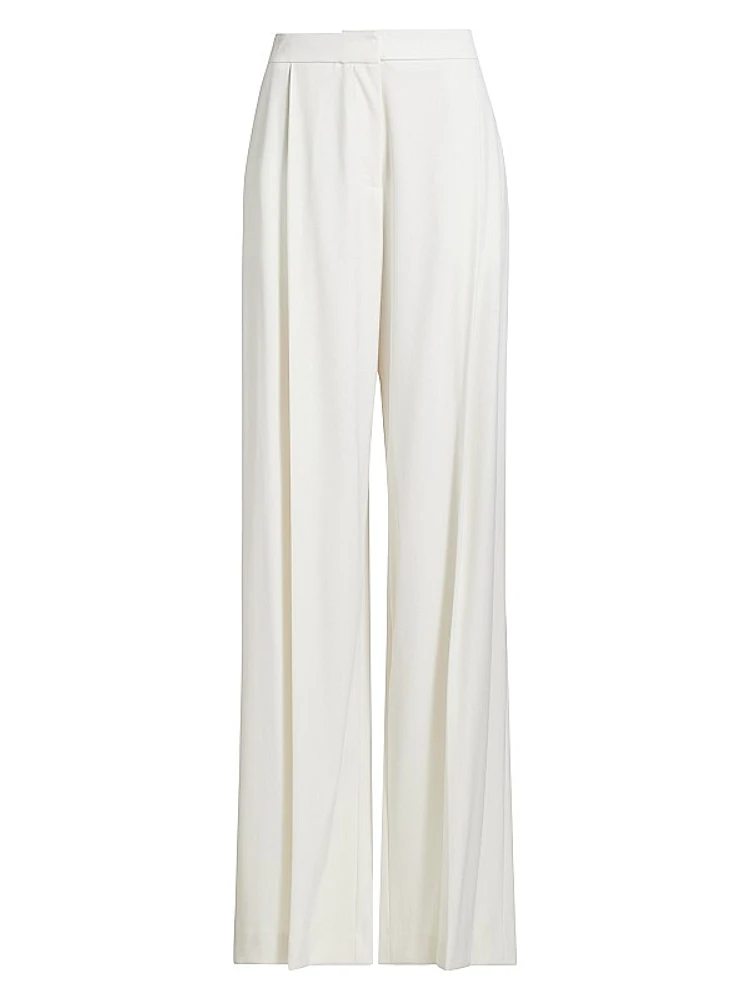 Stretch Wool Wide-Leg Pants