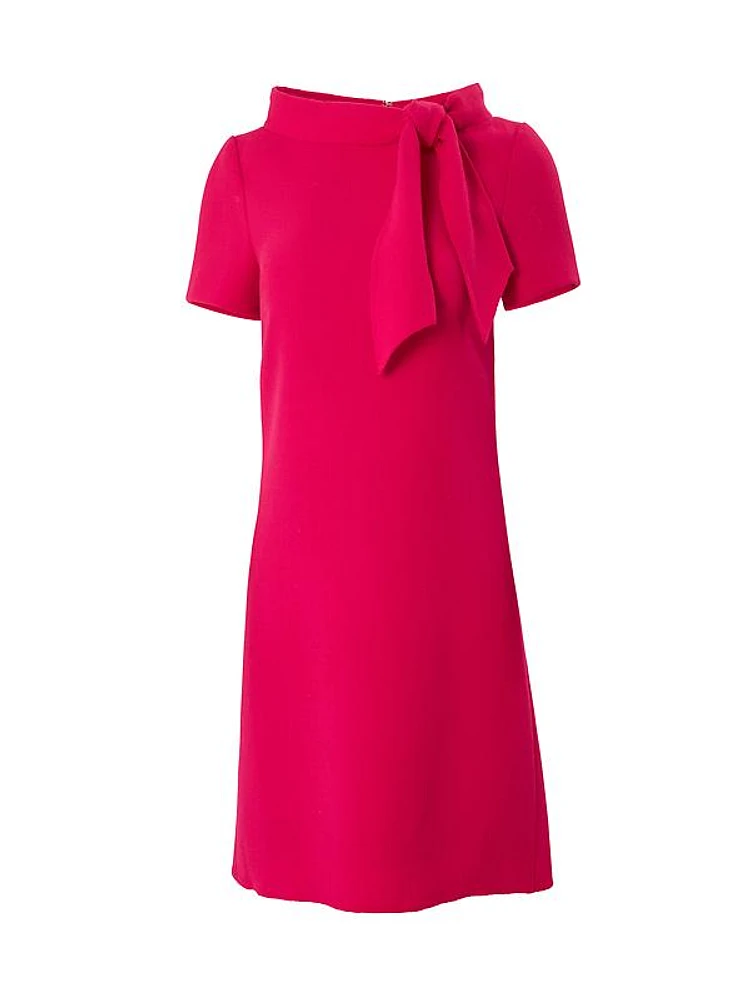 Virgin Wool Tie Boatneck Minidress
