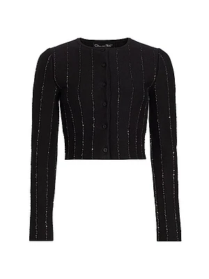Yard Sequined Cotton-Blend Crop Cardigan