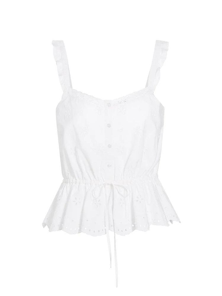 Marsa Eyelet-Embroidered Peplum Top