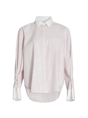 Wesley Sequined Striped Cotton Shirt