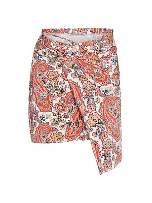 Paisley Wrap-Effect Miniskirt
