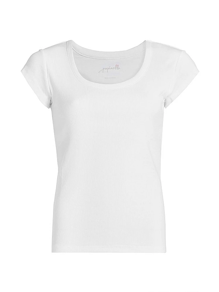 Milla Short-Sleeve Rib-Knit Top