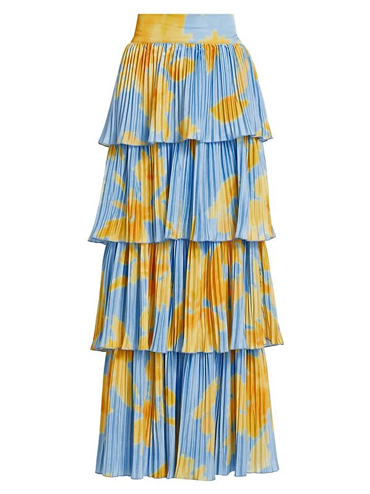 Tiered Pleated Maxi Skirt