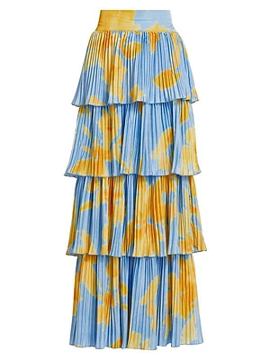 Tiered Pleated Maxi Skirt