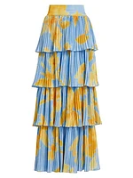 Tiered Pleated Maxi Skirt