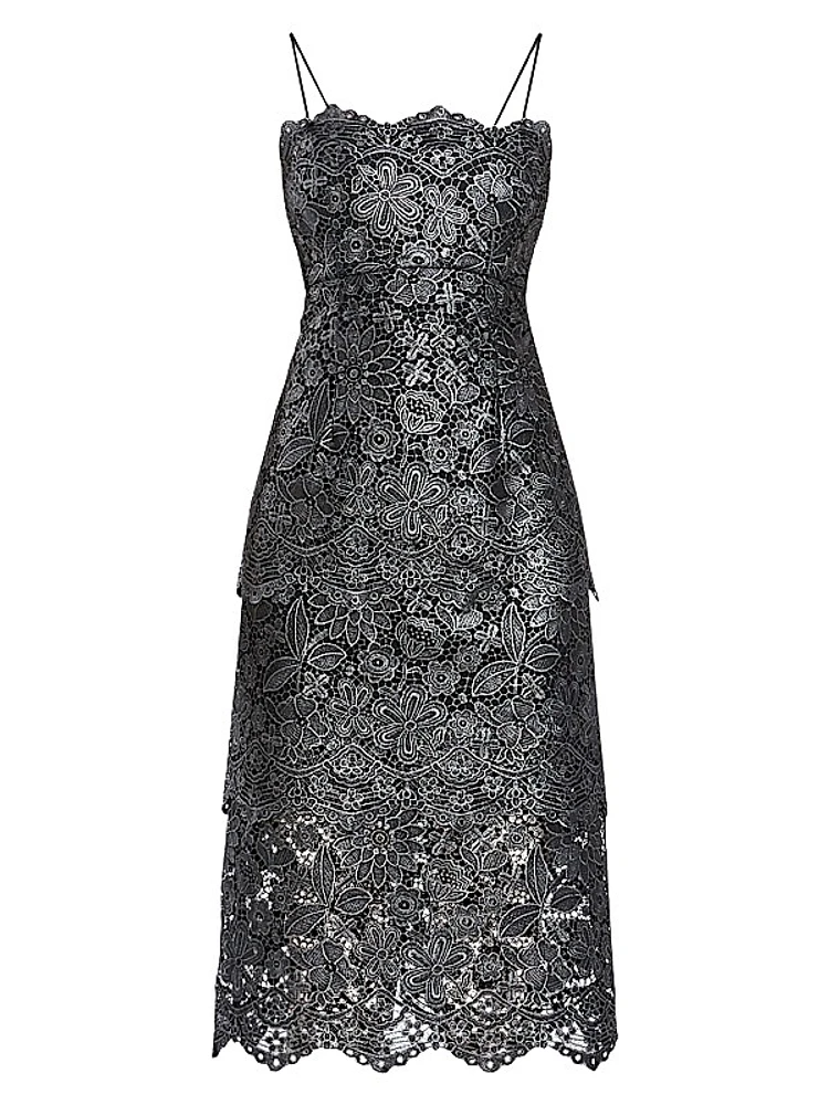 Guipure Lace Tiered Cocktail Dress