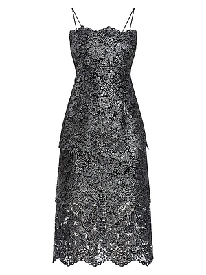 Guipure Lace Tiered Cocktail Dress