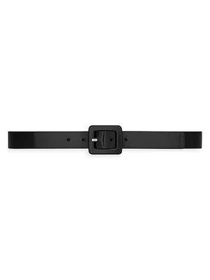 Square Buckle Belt Shiny Leather