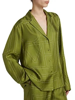Monogram Silk Pajama-Style Top