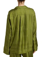Monogram Silk Pajama-Style Top
