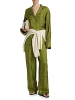 Monogram Silk Pajama-Style Top