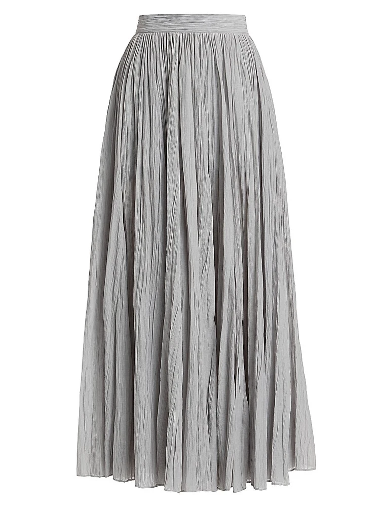 Crinkled Cotton Plissé Maxi Skirt