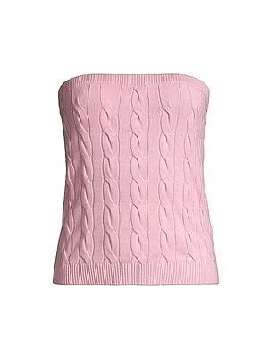 Cotton Cable-Knit Strapless Top