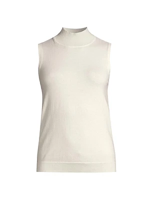 Cotton-Cashmere Mock Turtleneck Top