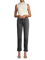 Cotton-Cashmere Mock Turtleneck Top