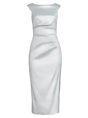 Foiled Satin Midi-Dress