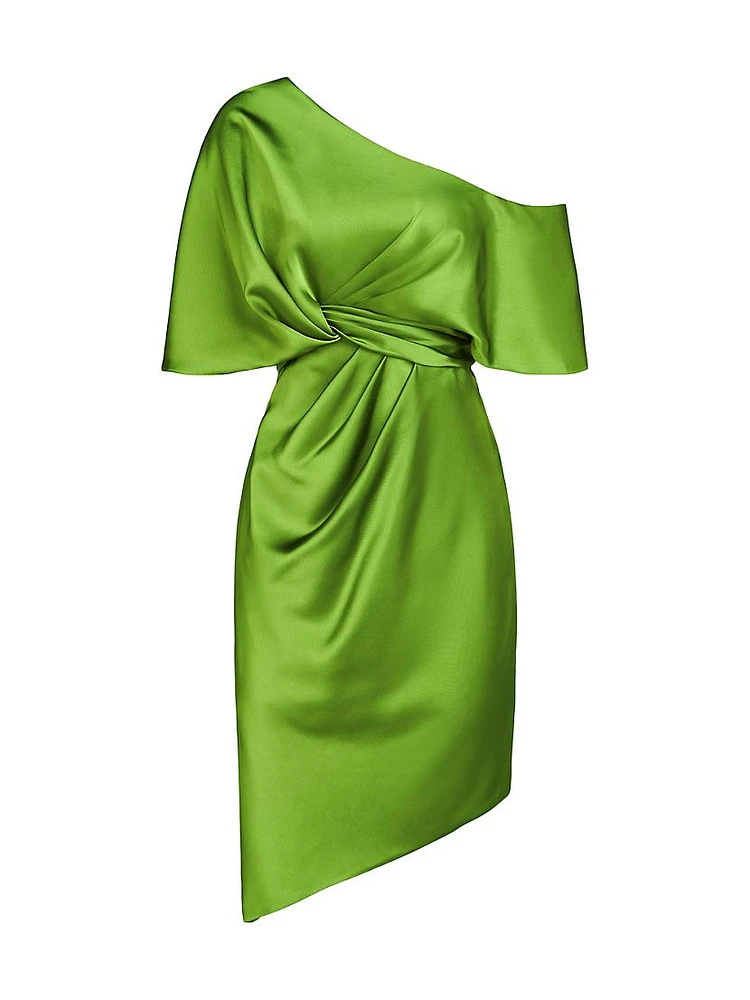 Polly Satin One-Shoulder Cocktail Dress