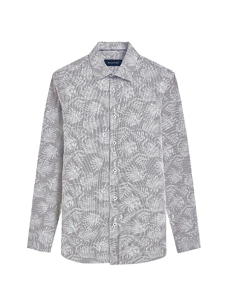 Julian Pinstriped & Leaf Button-Front Shirt