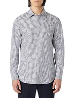 Julian Pinstriped & Leaf Button-Front Shirt