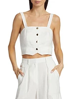 Gabi Button-Front Crop Top