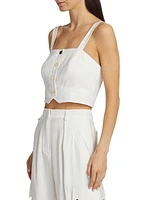 Gabi Button-Front Crop Top