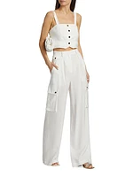 Gabi Button-Front Crop Top