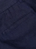 Pleated Linen & Cotton Shorts