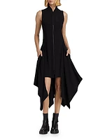 Fluid Crepe Bomber Fit & Flare Dress