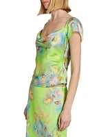 Pienza Floral Cowlneck Top