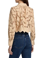 Seychelle Floral Cotton Eyelet Crop Blouse