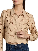 Seychelle Floral Cotton Eyelet Crop Blouse