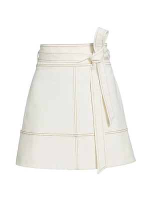 Courtney Denim Tie-Waist A-Line Skirt