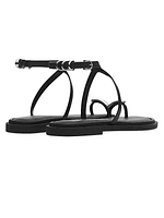 Geo Ring Leather Ankle-Wrap Sandals