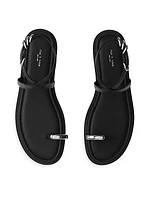 Geo Ring Leather Ankle-Wrap Sandals