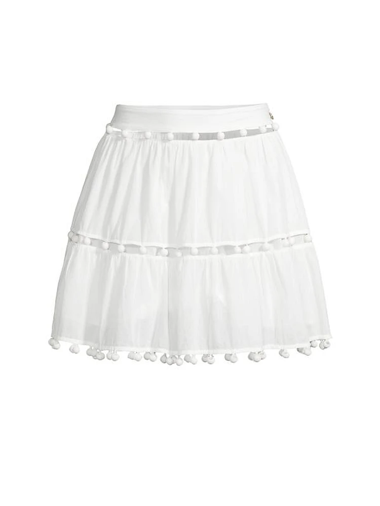 Beaded Cotton Voile Miniskirt
