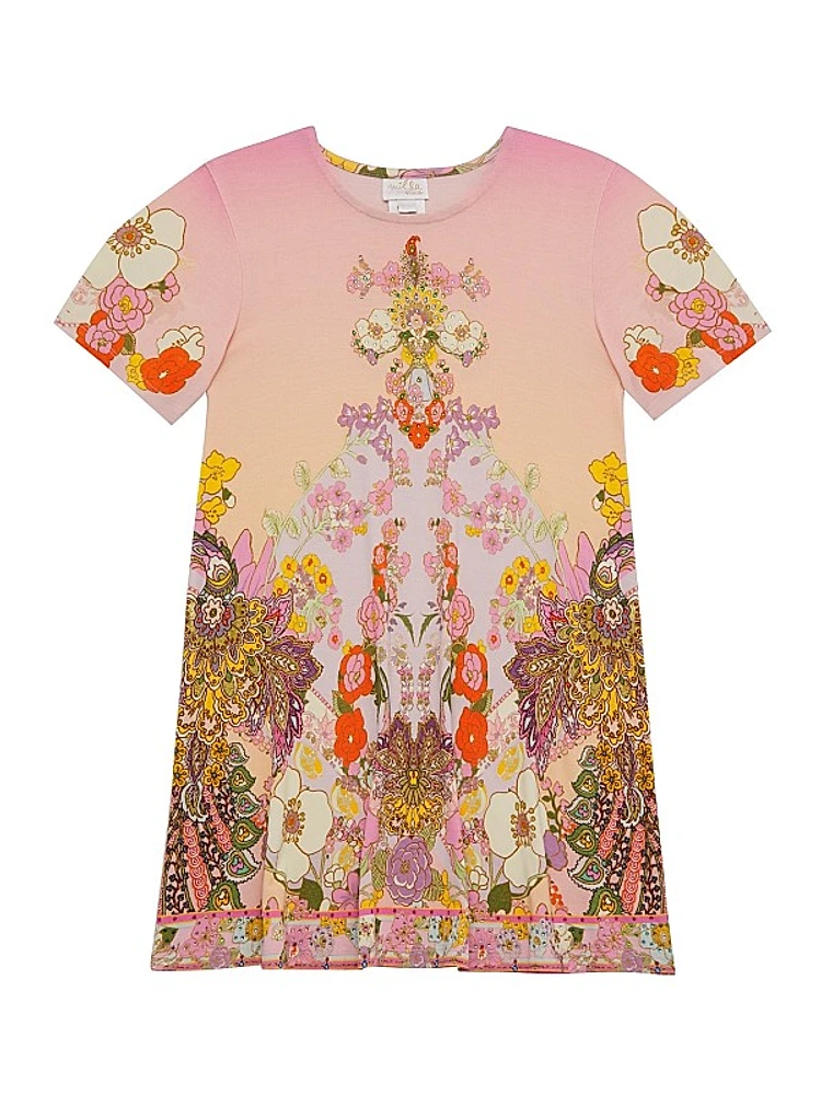 Little Girl's & Girl's Embellished Floral T-Shirt Dress