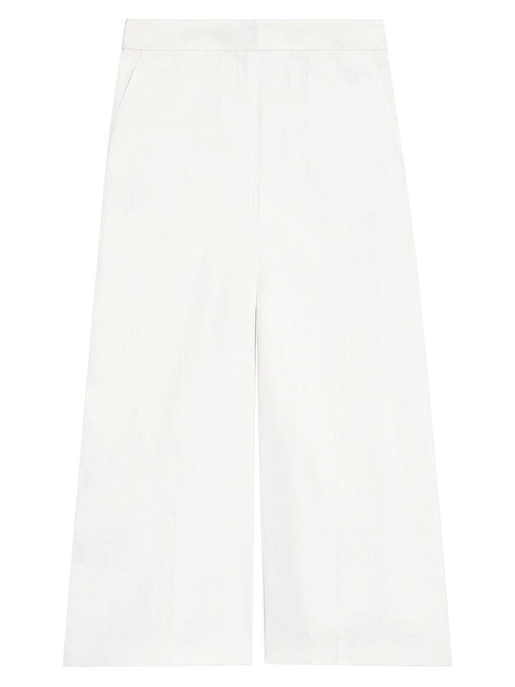 Terena Linen-Blend Wide Crop Pants