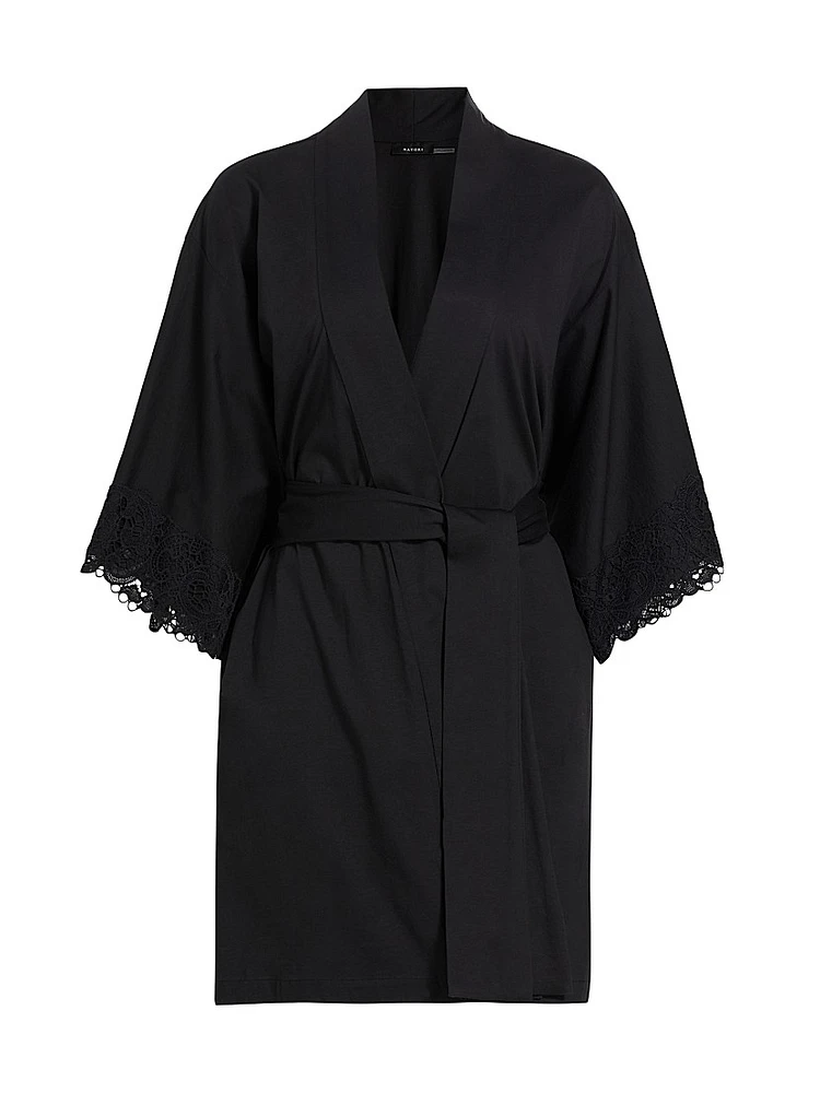 Bliss Harmony Lace-Trimmed Cotton Robe