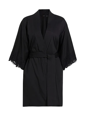 Bliss Harmony Lace-Trimmed Cotton Robe