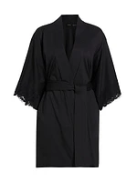 Bliss Harmony Lace-Trimmed Cotton Robe