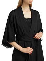 Bliss Harmony Lace-Trimmed Cotton Robe