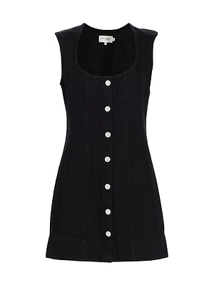 Denim Seamed Scoopneck Minidress