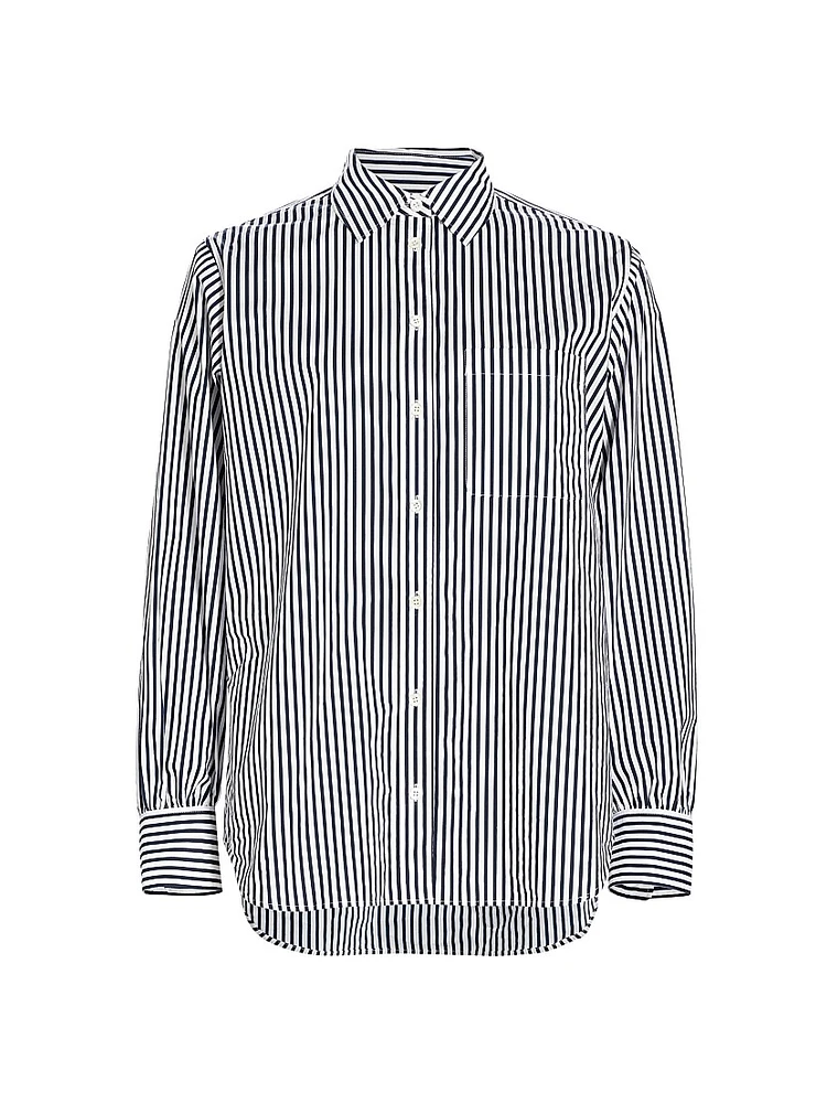 Striped Cotton Oversized Pocket Shirt